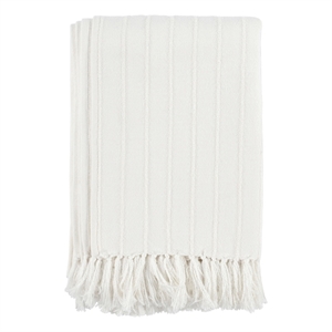 Pemberly Row 50x70&quot Transitional Cotton and Viscose Throw Blanket in White