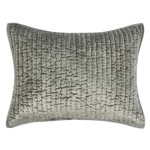 Pemberly Row 20x26&quot Velvet and Solid Cotton Standard Sham in Sage Green
