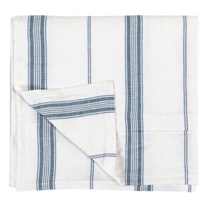 Pemberly Row 92&quot Fabric Stripe Pattern Queen Duvet Cover in Blue/White
