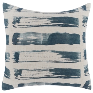 Pemberly Row Paciffica 22x22&quot Transitional Fabric Throw Pillow in Blue/Beige