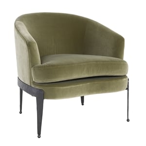 Pemberly Row Transitional Fabric Accent Chair in Olive Green