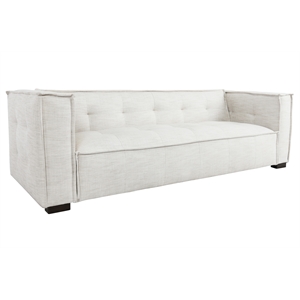 Pemberly Row 98&quot Transitional Polyester Fabric Sofa in Beige