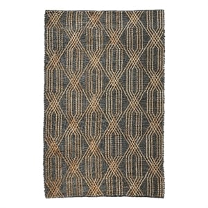 Pemberly Row 108 x 144&quot Jute & Cotton Accent Rug in Natural/Charcoal
