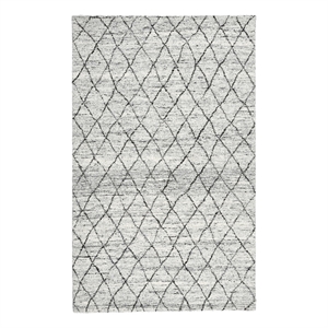 Pemberly Row Transitional 96 x 120&quot Diamond Wool Area Rug in Ivory/Gray