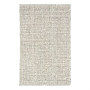 Pemberly Row 120 x 168&quot Jute Fabric & Seagrass Area Rug in Ivory