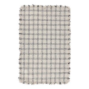 Pemberly Row 108 x 144&quot Checkered Wool Area Rug in Ivory/Black