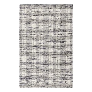 Pemberly Row 96 x 120&quot Striped Wool & Cotton Area Rug in Blue/Natural