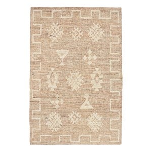 Pemberly Row 108 x 144&quot Abstract Geometric Wool Area Rug in Natural/Ivory
