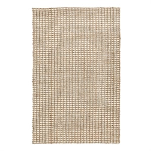 Pemberly Row 96 x 120&quot Basket Weave Jute & Wool Area Rug in Natural/Ivory