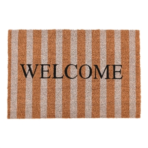Pemberly Row 24 x 36&quot Striped Coir Fabric Doormat in Natural/Orange