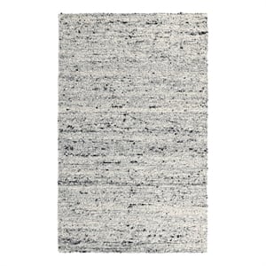 Pemberly Row 108 x 144&quot Heathered Wool Area Rug in Ivory/Gray