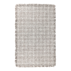 Pemberly Row 60 x 96&quot Checkered Wool Area Rug in Natural/Ivory