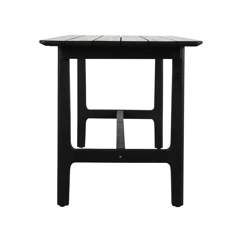 Pemberly Row Transitional Teak Wood Outdoor Counter Table in Matte Black