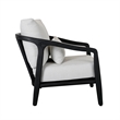 Pemberly Row Teak Wood & Olefin Outdoor Accent Chair in Cream/Black