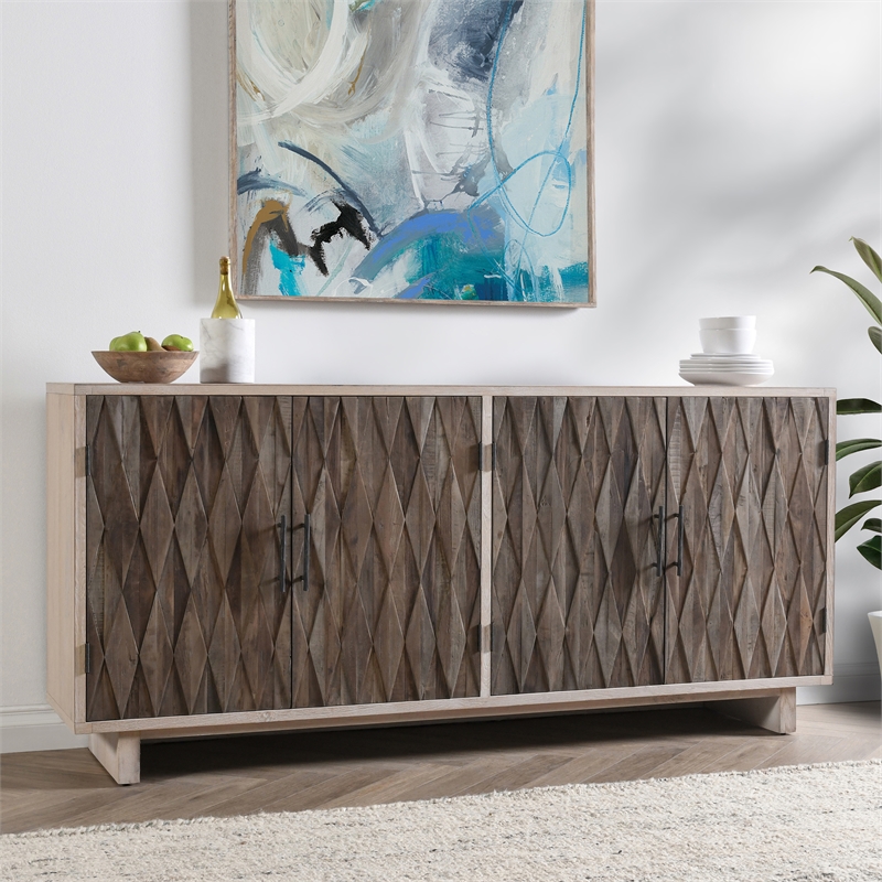 Pemberly Row Transitional 4-Door Wood Sideboard in Bone White