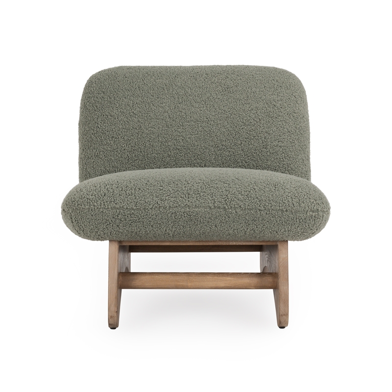 Pemberly Row Accent Chair Green Upholstery Fabric with Solid Oak Frame