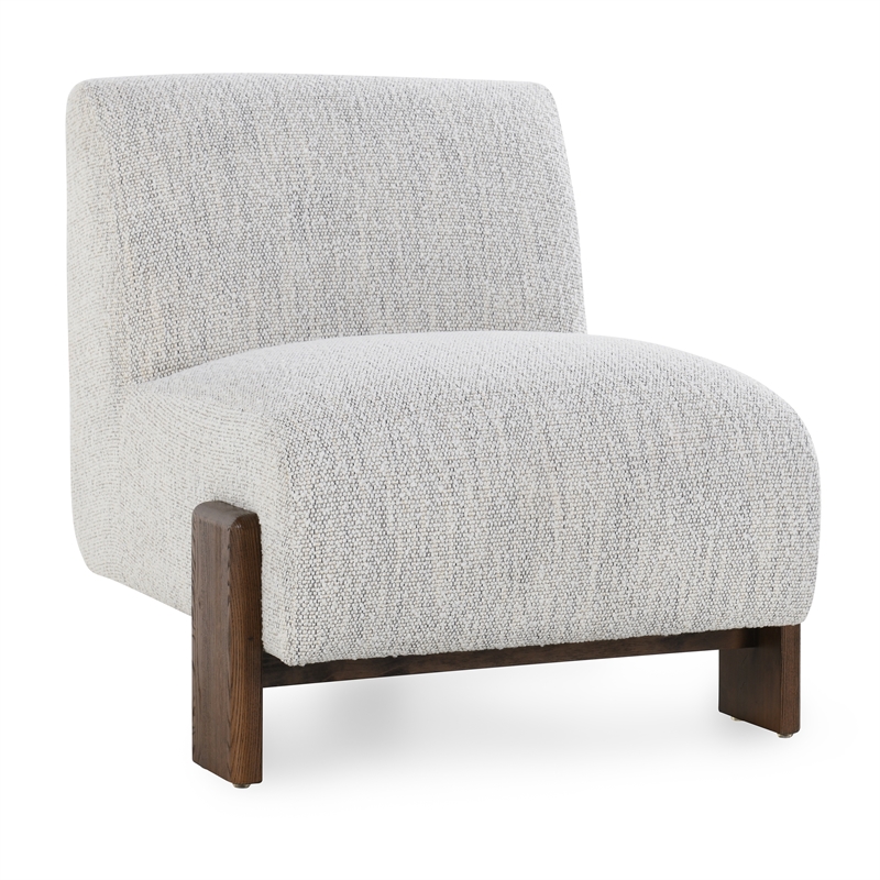 Pemberly Row Fabric Accent Chair - Ivory with Dynamic Wood Frame