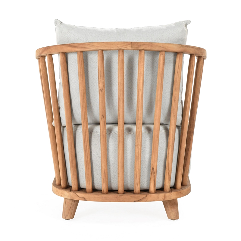 Pemberly Row Contemporary Outdoor Wood Frame Accent Chair in Natural