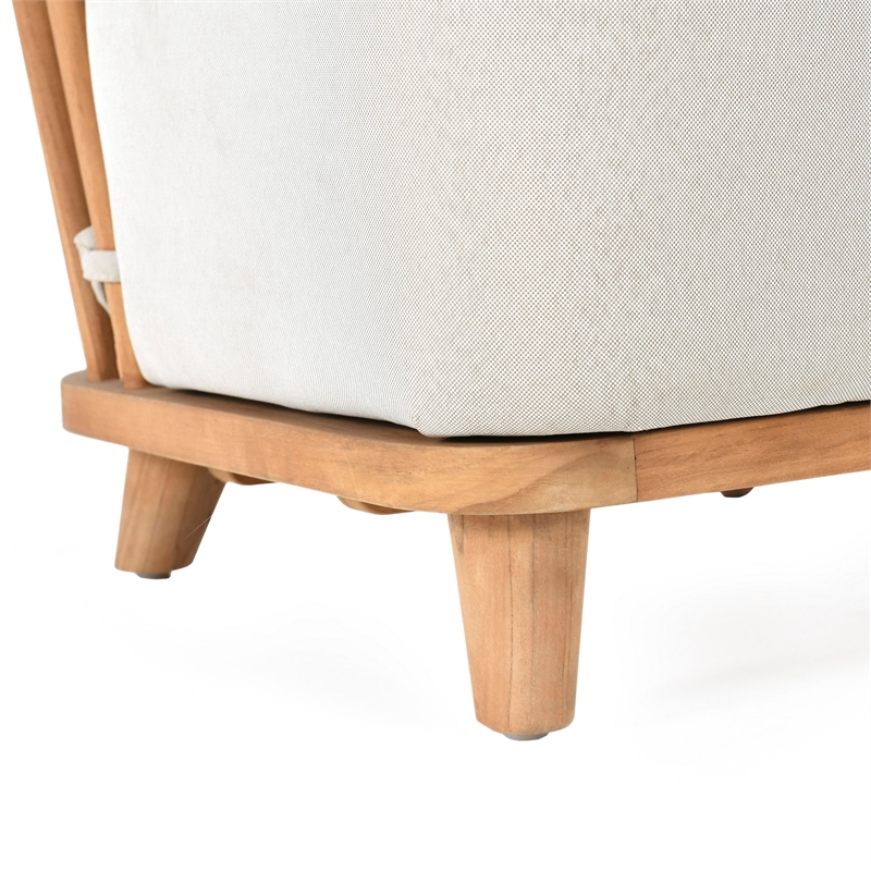 Pemberly Row Contemporary Outdoor Wood Frame Accent Chair in Natural
