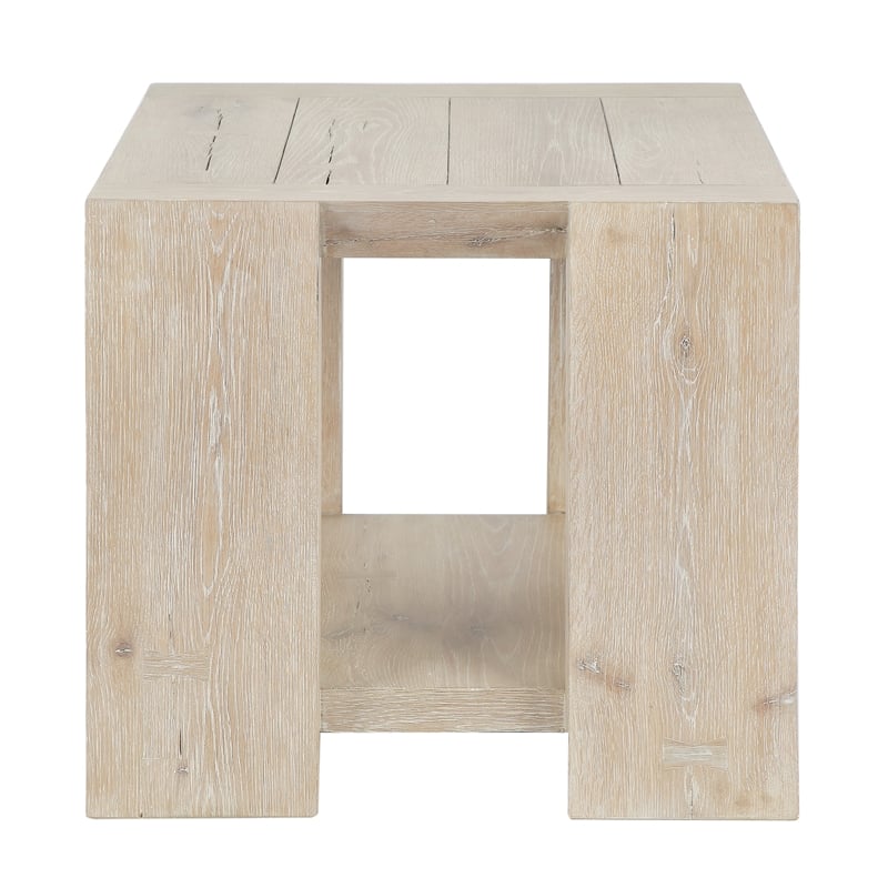 Pemberly Row Contemporary Rustic Tan Cracked Oak Wood End Table