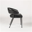 Pemberly Row Jet Black Leather Dining Chair with Channel Tufting
