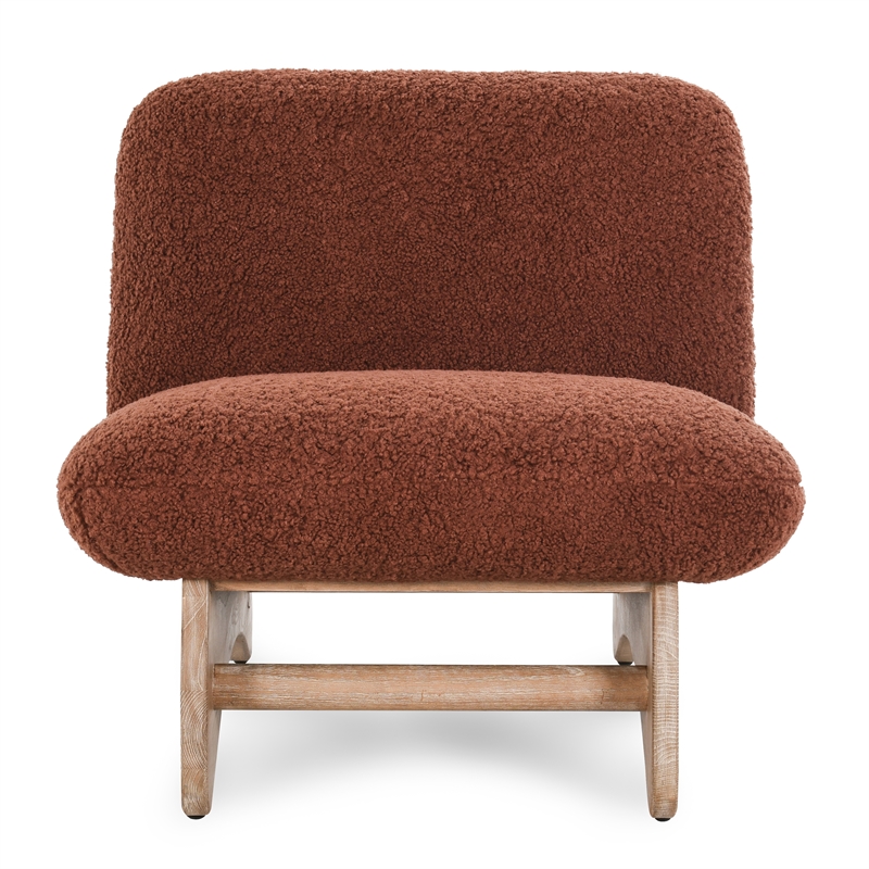 Pemberly Row Accent Chair Rust Upholstery Fabric with Solid Oak Frame