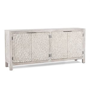 Pemberly Row 86&quot 4 Door Reclaimed Pine Wood Sideboard Vintage Cream
