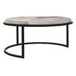Pemberly Row Cow Leather Set of 2 Nesting Coffee Tables in Sparrow Gray