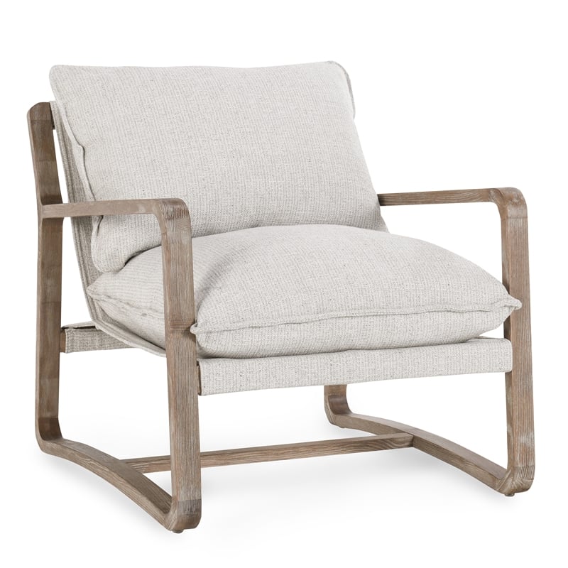 Pemberly Row Fabric Upholstery Accent Chair Natural with Wood Frame