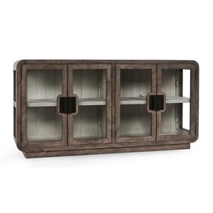 Pemberly Row 70&quot Reclaimed Pine Wood Four-Door Sideboard Brown