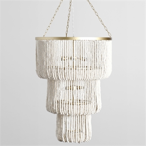 Pemberly Row Transitional 28&quot Wide 11-Light White Wood Beaded Chandelier