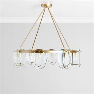 Pemberly Row Transitional 35&quot Wide 8-Light Clear Glass Gold Chandelier
