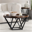 Pemberly Row Geometric Mango Wood Tray Coffee Table in Medium Brown