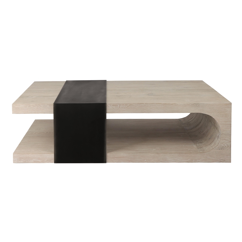 Pemberly Row Transitional Reclaimed Oak Wood Coffee Table in White