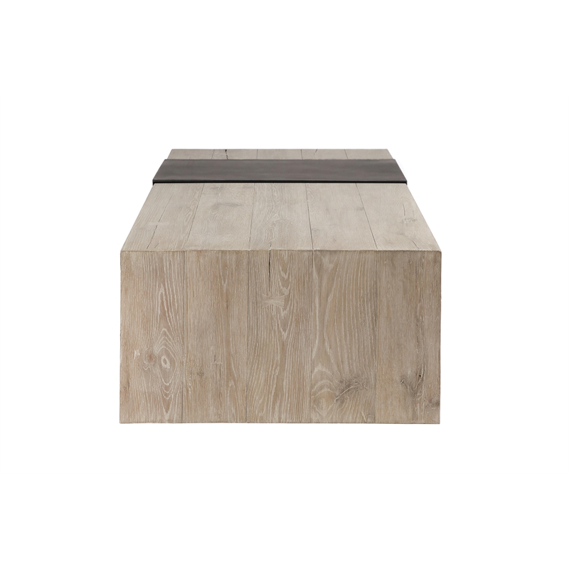 Pemberly Row Transitional Reclaimed Oak Wood Coffee Table in White