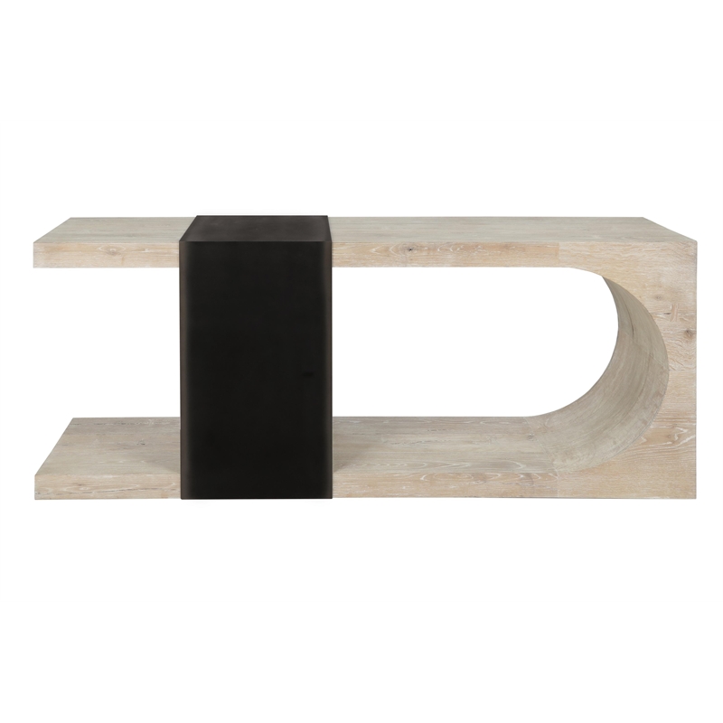 Pemberly Row Transitional Reclaimed Oak Wood Console Table in White