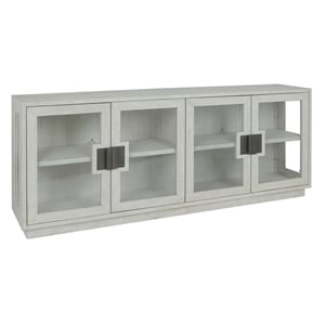 Pemberly Row 90&quot Glass Reclaimed Pine Wood Sideboard in White Wash