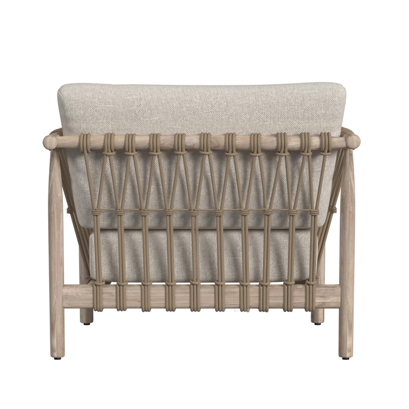 Pemberly Row Teak Wood Fabric Upholstery Outdoor Accent Chair in Taupe