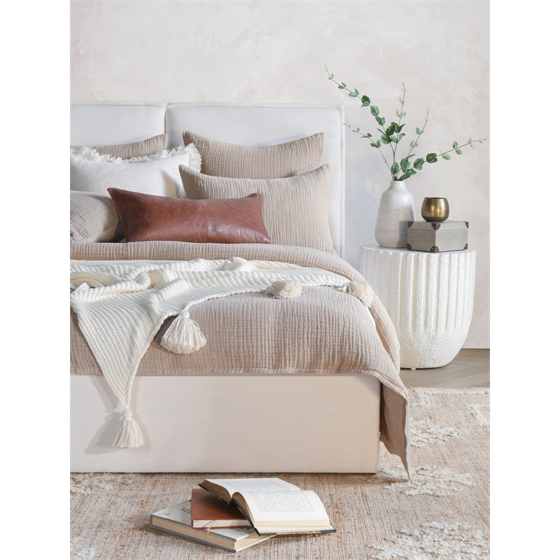 Pemberly Row Transitional Natural Cotton Linen Standard Sham