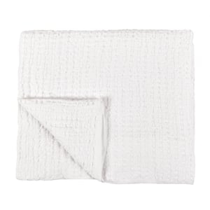 Pemberly Row Transitional Cotton Linen Blend White Queen Quilt