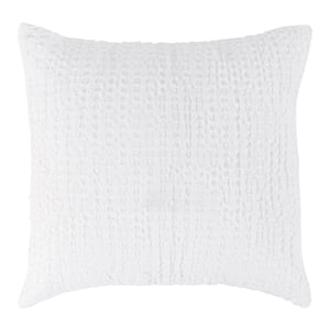 Pemberly Row Transitional Cotton Linen Blend White Euro Sham