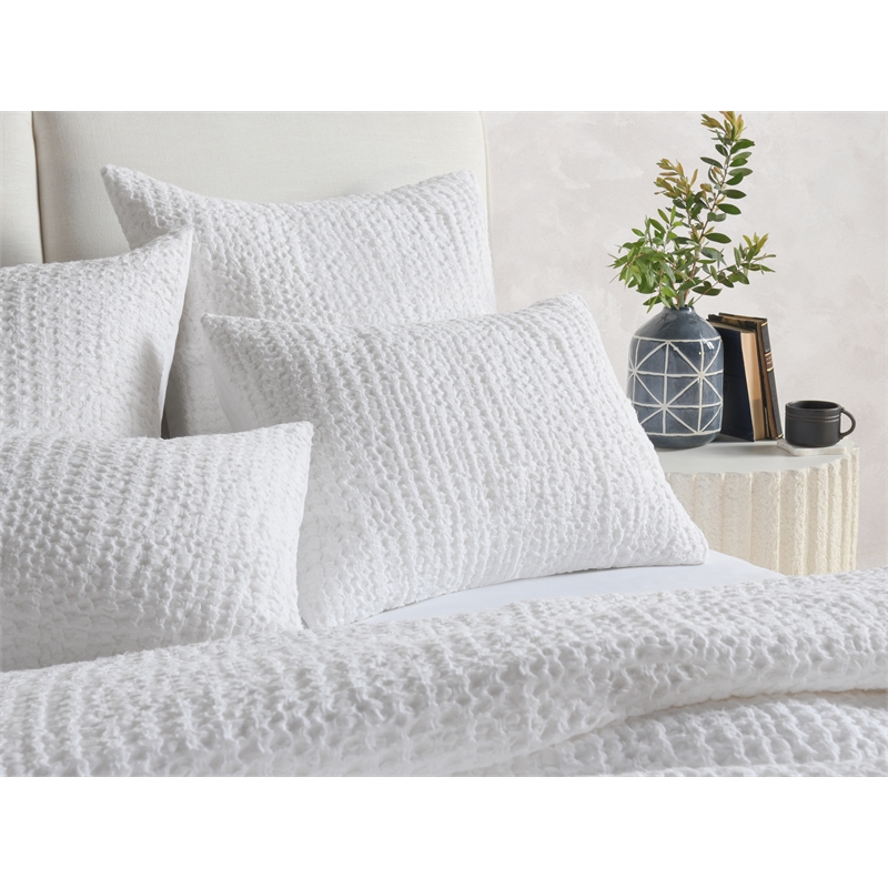 Pemberly Row Transitional Cotton Linen Blend White Standard Sham