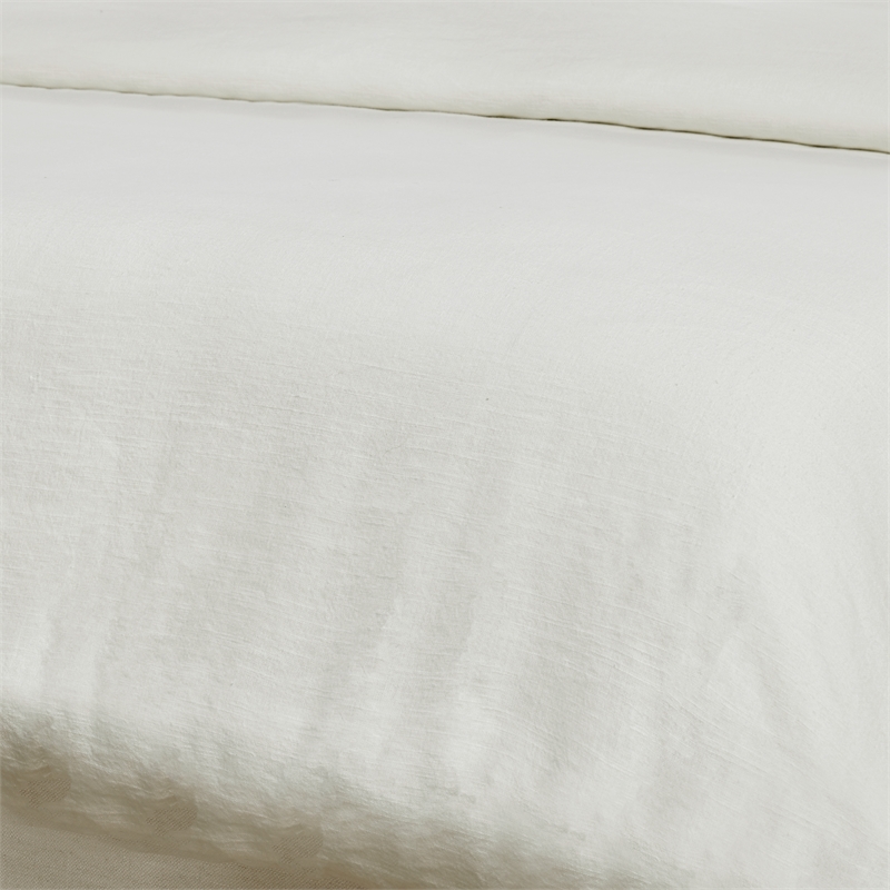 Pemberly Row Transitional Cotton Linen Blend Ivory King Duvet