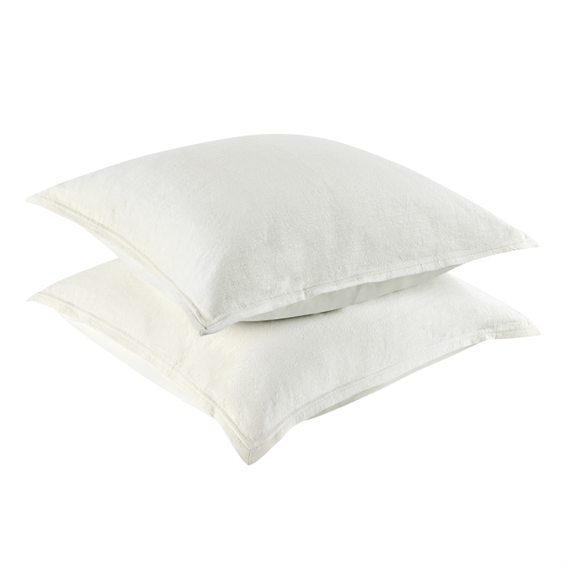 Pemberly Row Transitional Cotton Linen Blend Ivory Euro Sham