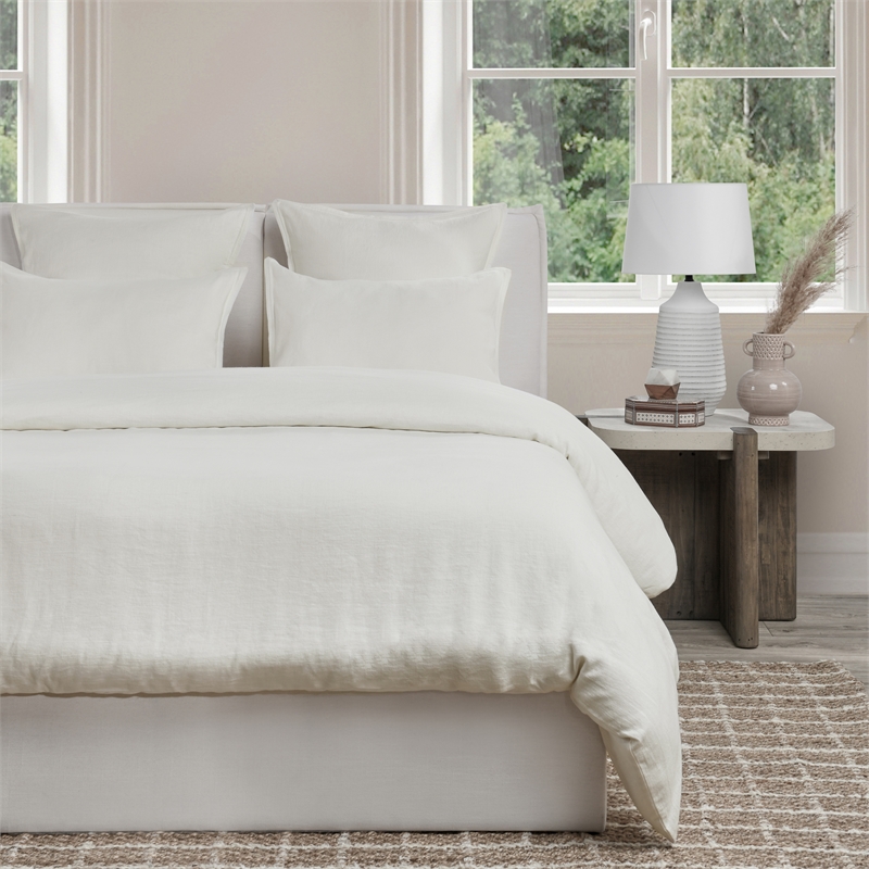Pemberly Row Transitional Cotton Linen Blend Ivory Standard Sham