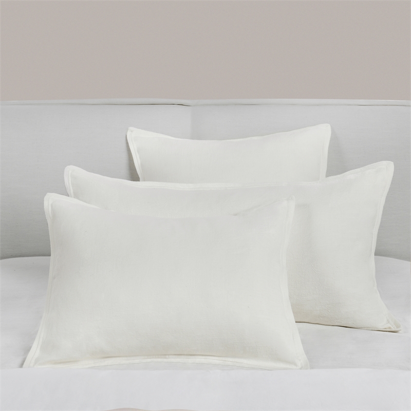 Pemberly Row Transitional Cotton Linen Blend Ivory Standard Sham