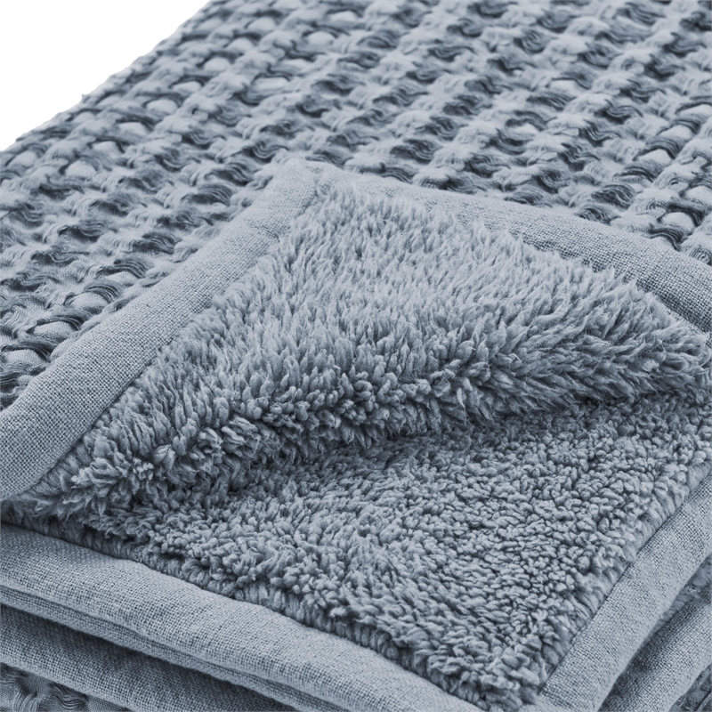 Pemberly Row Colorman Cotton Linen Blend MaBlue Throw Blanket