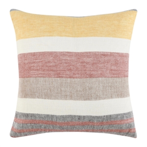 Pemberly Row 22&quot Belgian Linen Fabric Multi-Color Throw Pillow