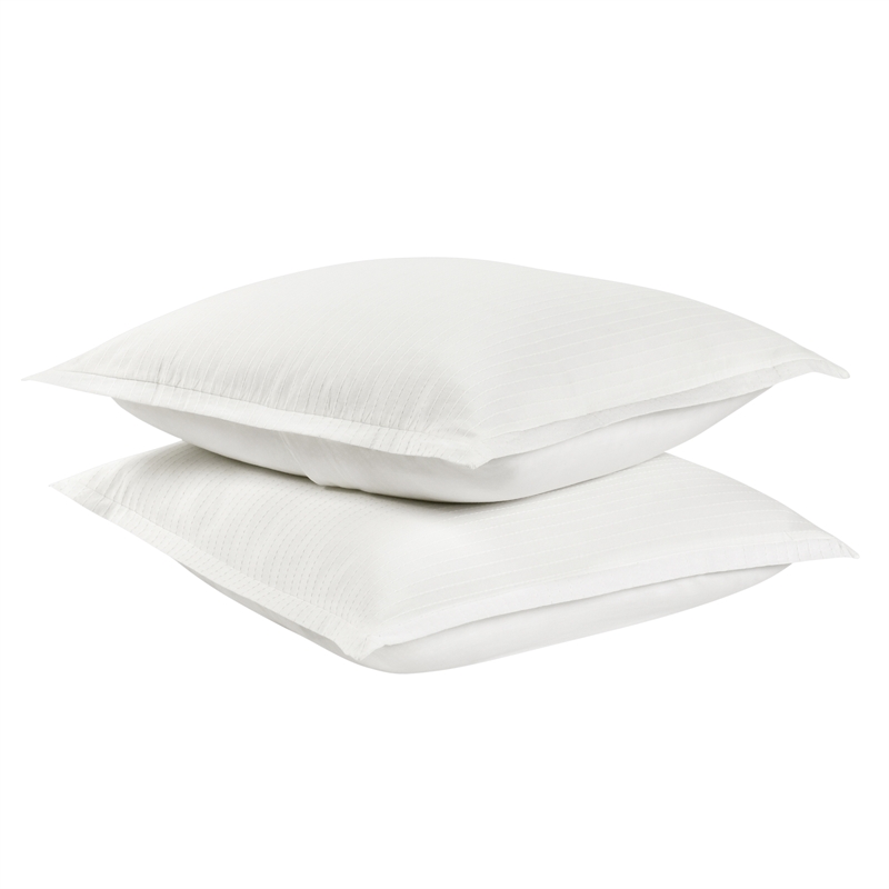 Pemberly Row Transitional Woven Stitch Design Cotton White Euro Sham