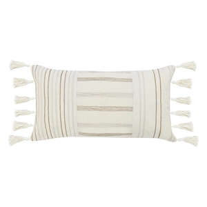 Pemberly Row 14&quotx26&quot Linen Fabric Embroidered Throw Pillow in Beige